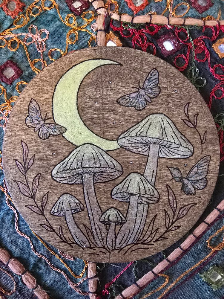 Moonlit Mushroom Grove Altar Tile